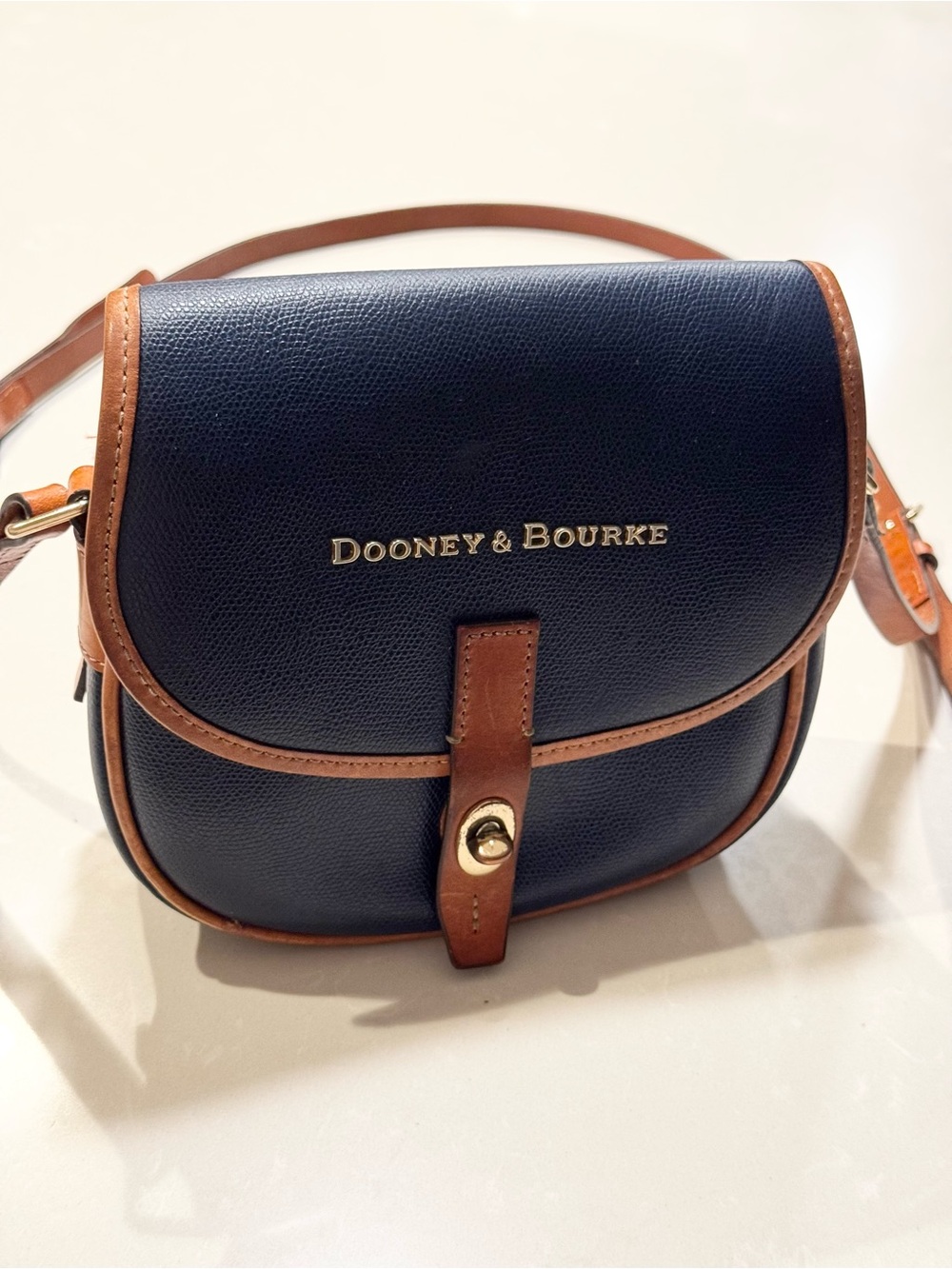 Dooney & Bourke Navy Crossbody with Brown Trim